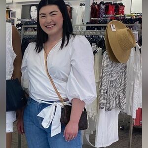 Puffed Sleeve Wrap Blouse